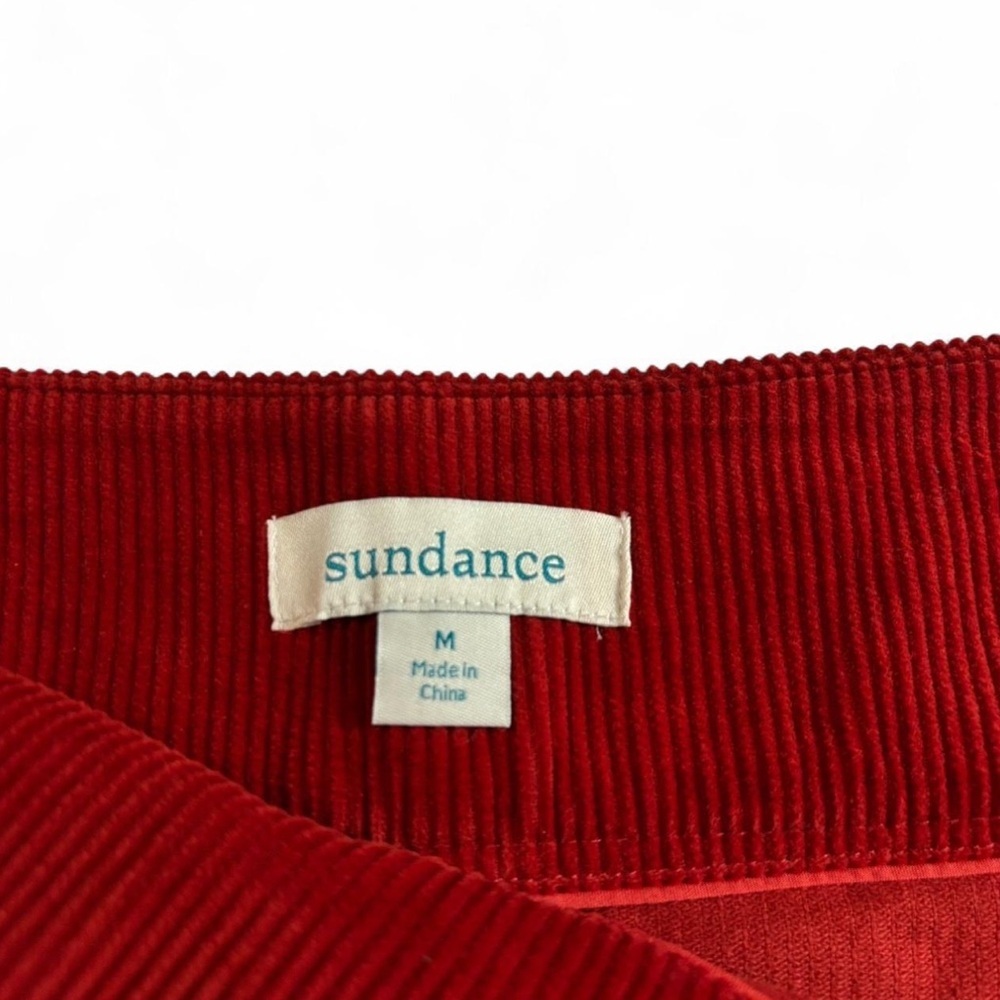 Sundance Red Orange Corduroy Mini Skirt M A-Line Mod Fall Pockets High Waist - Picture 4 of 5